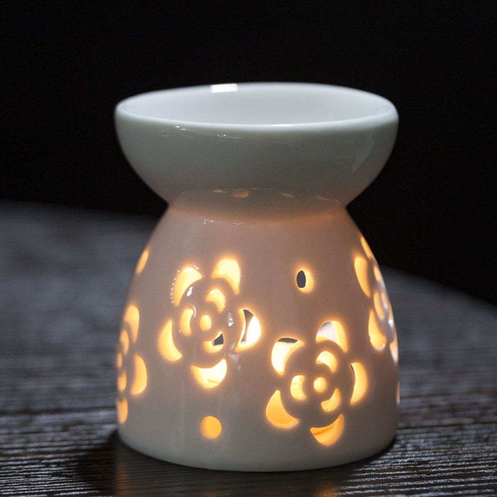 2022 Household Practical Ceramic White Oil Burner Melt Wax Warmer Diffuser Candle Room Decor Holder Valentine&#39;S Day Christmas