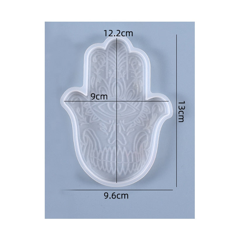 Fatima Lucky Hand Silicone Molds Hamasa Hand for Cement Incense Holder Tray Concrete Incense DIY Cement Bracket Crafts Moulds