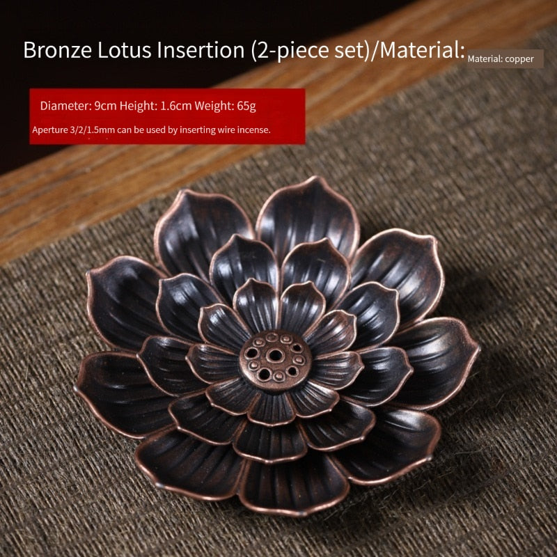 Zinc Alloy Buddhism Lotus Backflow Incense Burner Stick Incense Holder Home Decoration Coil Censer Bronze Air Vaporizer Supplies