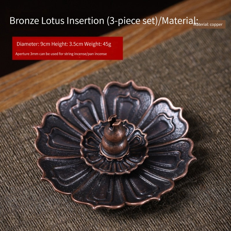 Zinc Alloy Buddhism Lotus Backflow Incense Burner Stick Incense Holder Home Decoration Coil Censer Bronze Air Vaporizer Supplies